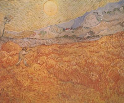 Vincent Van Gogh Wheat Field behind Saint-Paul Hospital with a Reaper (nn04) France oil painting art